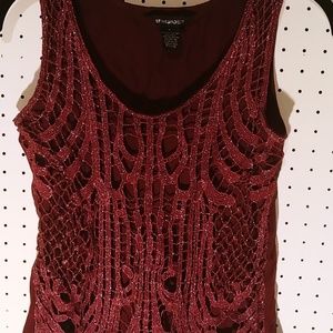 Maroon tank with glitter front